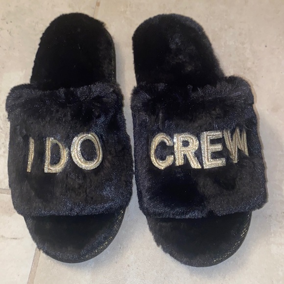 Black and gold sparkly furry open toed slippers - Picture 1 of 1